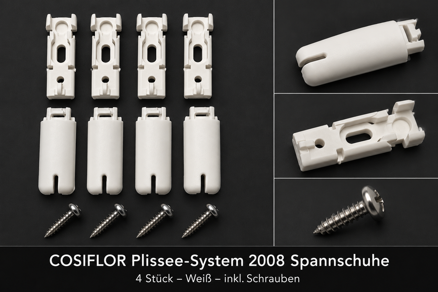 Original COSIFLOR VS2 Spannschuhe – System 2008 – Weiß – 4 Stück inkl. Schrauben