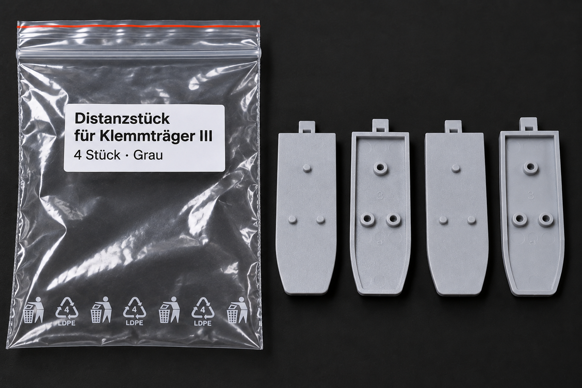 Distanzstück für Klemmträger III – Grau – 4 Stück