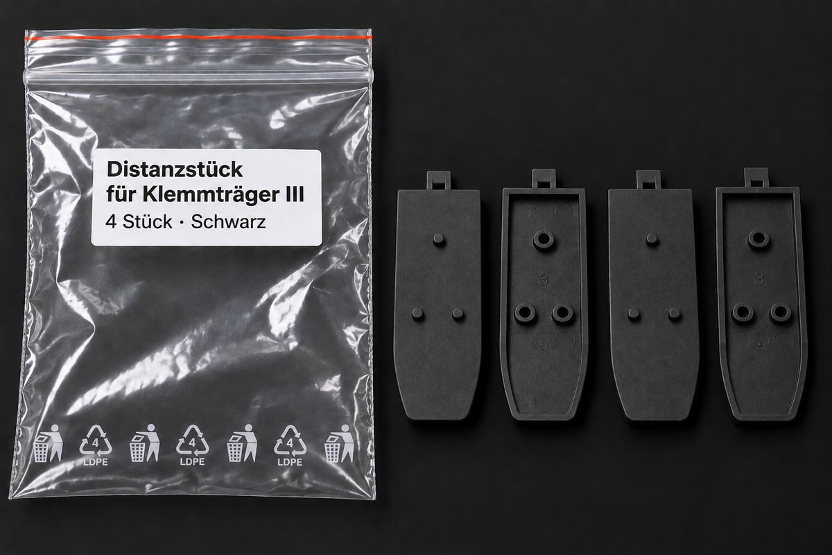Distanzstück für Klemmträger III – Schwarz – 4 Stück