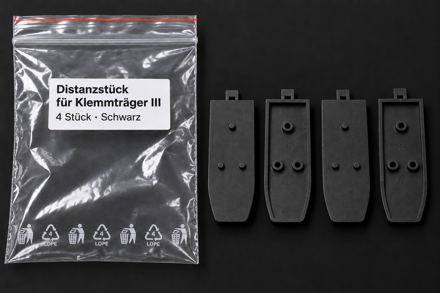 Distanzstück für Klemmträger III – Schwarz – 4 Stück