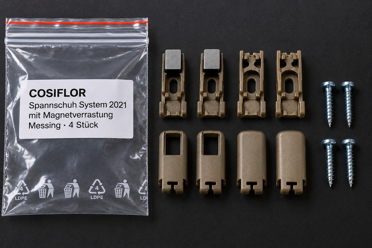 COSIFLOR Spannschuhe System 2021 mit Magnetverrastung – Messing – 4 Stück