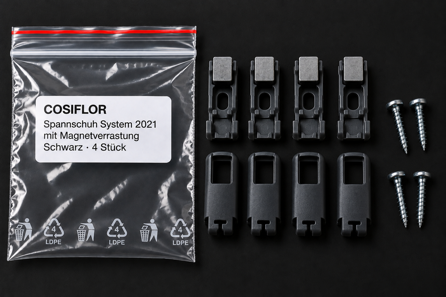 COSIFLOR Spannschuhe System 2021 mit Magnetverrastung – Schwarz – 4 Stück