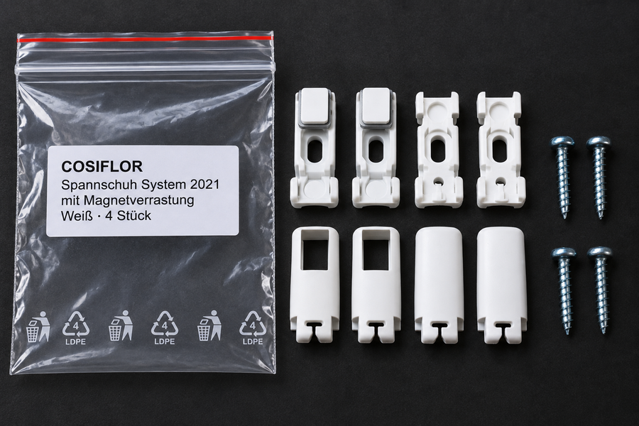 COSIFLOR Spannschuhe System 2021 mit Magnetverrastung – Weiß – 4 Stück