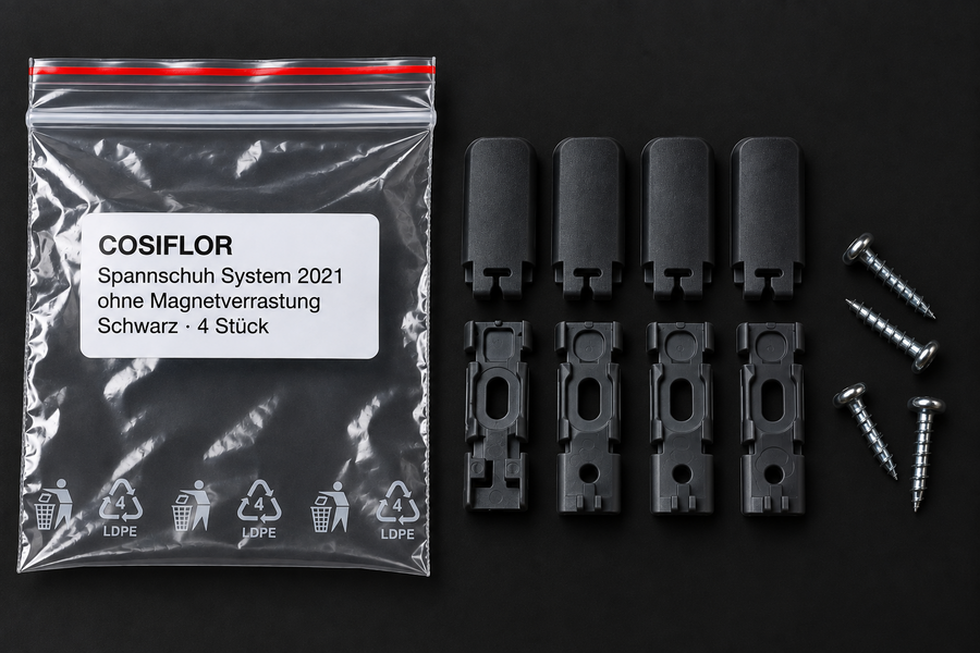 COSIFLOR Spannschuhe System 2021 ohne Magnetverrastung – Schwarz – 4 Stück