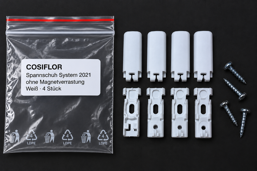 COSIFLOR Spannschuhe System 2021 ohne Magnetverrastung – Weiß – 4 Stück